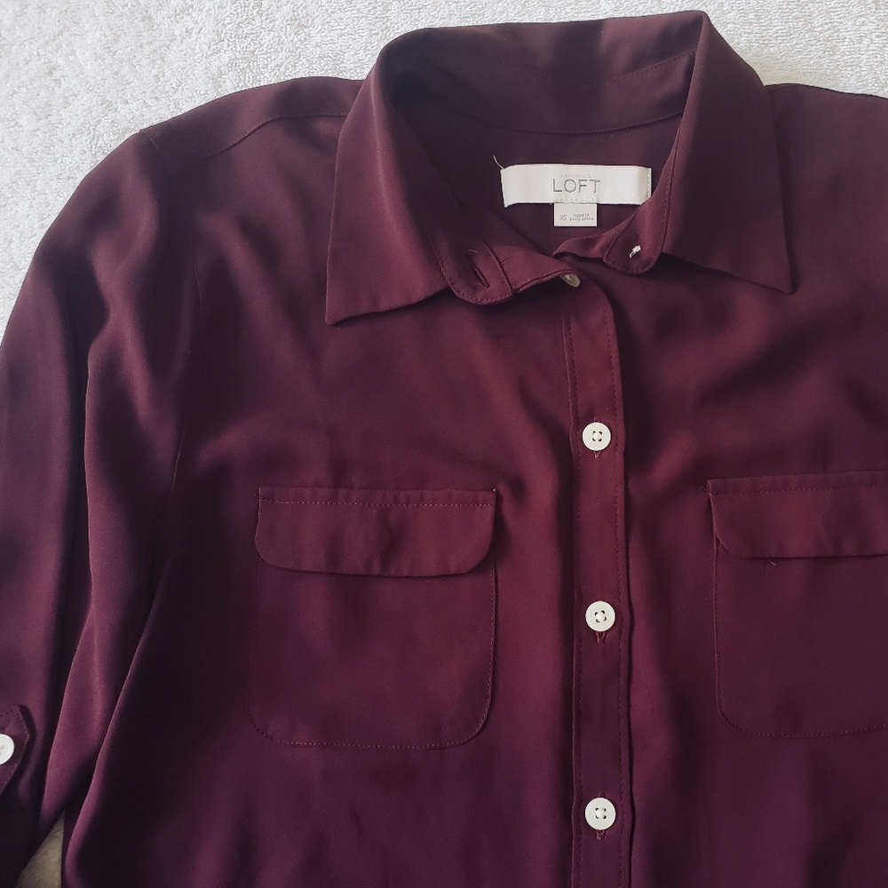 LOFT Burgundy Blouse - Picture 6 of 12